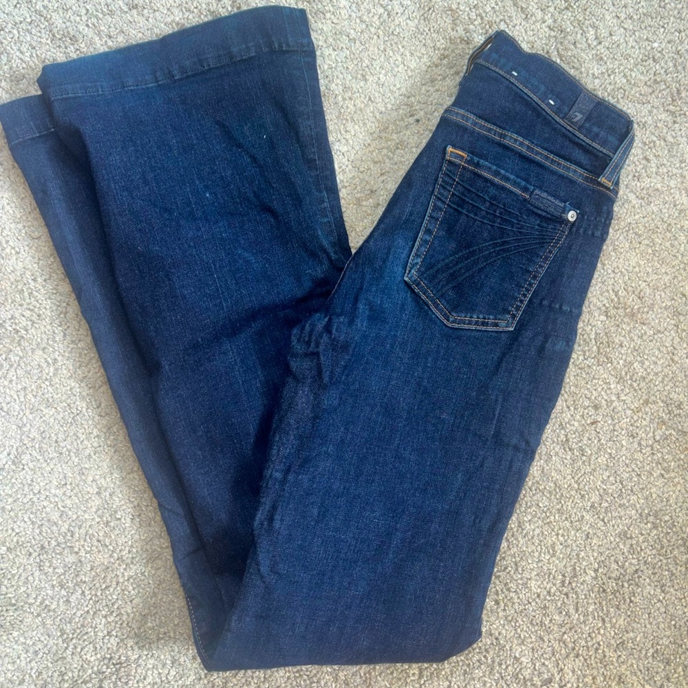 7 For All Mankind Blue Flare Wide Leg Jeans